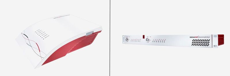 Der Secunet-Konnektor für Arztpraxen (links) und für Rechenzentren (rechts)