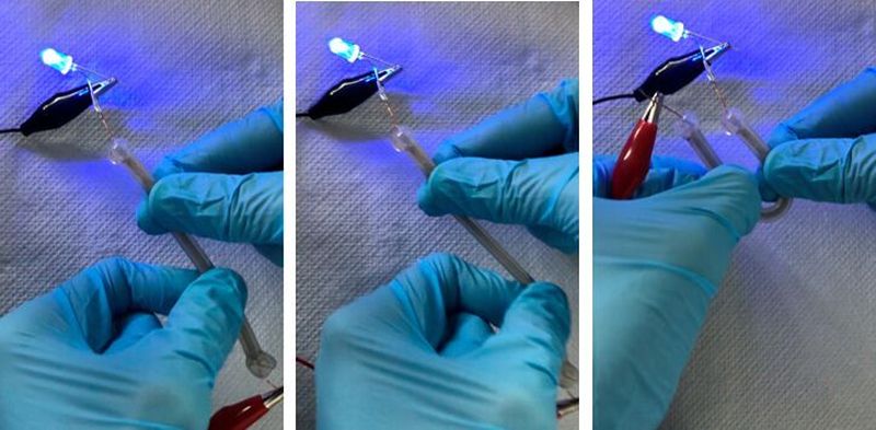 Halten – Dehnen – Biegen: In elastischem Material eingeschlossen, können Elektrofluide starre Leitungen ersetzen und machen somit weiche Bauelemente möglich.