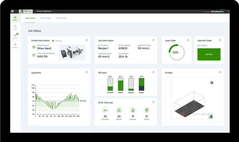 Die Industrie-4.0-App Ex One Scout macht die Daten aus dem Drucker über die Cloud verfüg- und verwertbar.
