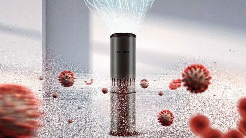 Der „Airzing UV-Compact“ von Osram ist ein portables Gerät zum Reinigen der Umgebungsluft. Es tötet Bakterien und Viren ab.