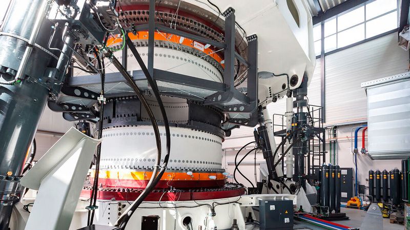 Der Großlagerprüfstand des Fraunhofer IWES kann Rotorblattlager im beschleunigten Verfahren testen.