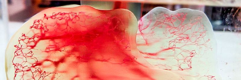 Der Bioprinter Figure 4 fertigt diese vollständig mit Blutgefäßen versorgte Struktur aus Hydrogelen mit mikroskopischer Genauigkeit im Stereolithographie-Verfahren an.