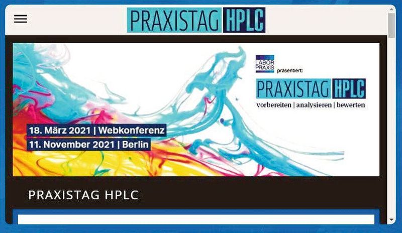Der Praxistag HPLC, am 18. März 2021 noch einmal digital