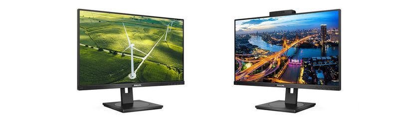 Bei den beiden 24-Zoll-Displays Philps 242B1G und 243B1JH bestehen die Kunststoffteile zu 85 Prozent aus recyceltem Material. Ein Sensor erkennt, ob wenn der Anwender nicht vor dem Display sitzt, die Helligkeit wird dann automatisch reduziert, was Strom spart.