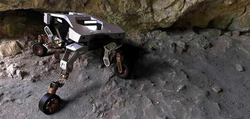 Bei der Entwicklung des Roboters wurde eine maximale Beweglichkeit auf Rädern mit der Gelenkigkeit eines Vierbeiners verbunden.