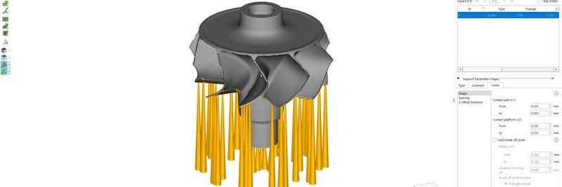 Die maßgeschneiderte Software erstellt automatisch Bauteil-Stützgeometrien für die Mirco-Arch-3D-Drucker von BMF.