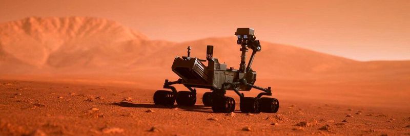 In der Zukunftsvision der Plattform Lernende Systeme werden selbstlernende Roboter in lebensfeindlichen Umgebungen wie dem Weltall mit dem Menschen zusammenarbeiten.