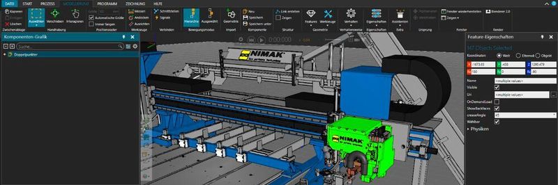Simulation des Schiebeschlittens der Koordinatenmaschine Nimak Multiflex mit Visual Components.
