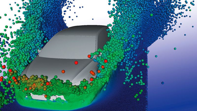 Im Gegensatz zu klassischen, gitterbasierten Ansätzen verwendet Meshfree eine Punktewolke zur Simulation von strömungsdynamischen und kontinuumsmechanischen Vorgängen.
