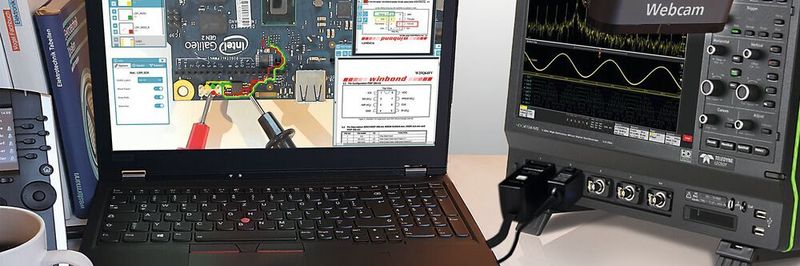 Bild 1: Schaltplan, Signalverläufe, Pin-Belegung, Datenblätter und Dokumentationen werden als Overlay eingespielt.