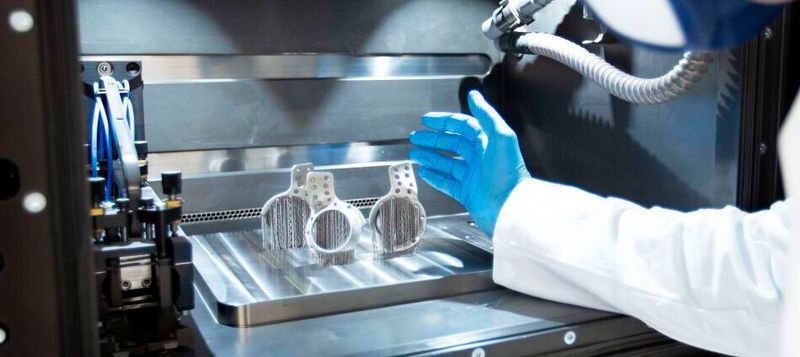 3D-gedruckte Becken-Stützringe für die Hüftchirurgie. Die Stützstrukturen werden später noch entfernt.