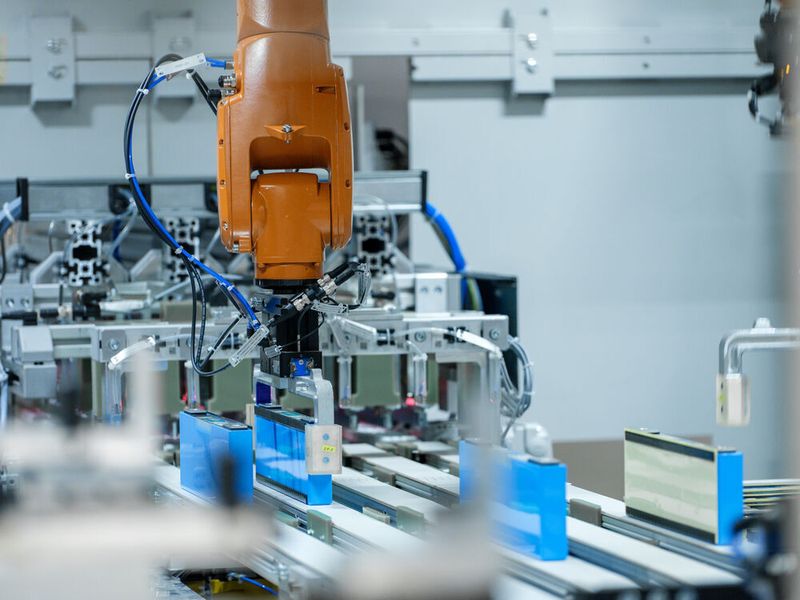 Die Produktion von Batteriemodulen für Hochvoltbatterien in Leipzig.