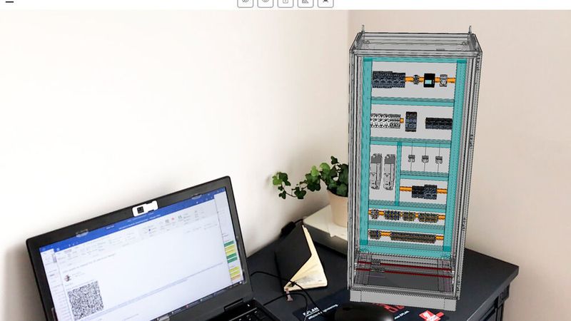 Mit Eplan E-View Free AR und der App „Vuforia View“ von PTC können Prototypen eines Schaltschranks in den virtuellen Raum projiziert werden.
