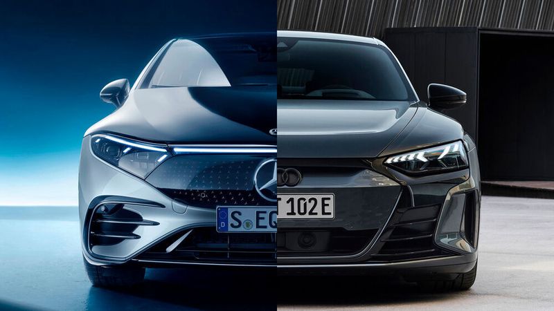 Sowohl Mercedes mit dem EQS (links) als auch Audi mit dem E-Tron GT (rechts) haben kürzlich ihre neuen Elektro-Aushängeschilder vorgestellt.