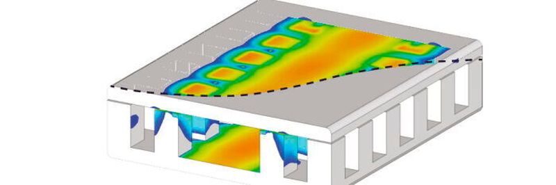 Simulationsbild einer Hohlleiterantenne: Hella will die Technologie in die nächste Generation von Eckradarsensoren integrieren und damit die Leistungsfähigkeit der Sensoren weiter steigern.