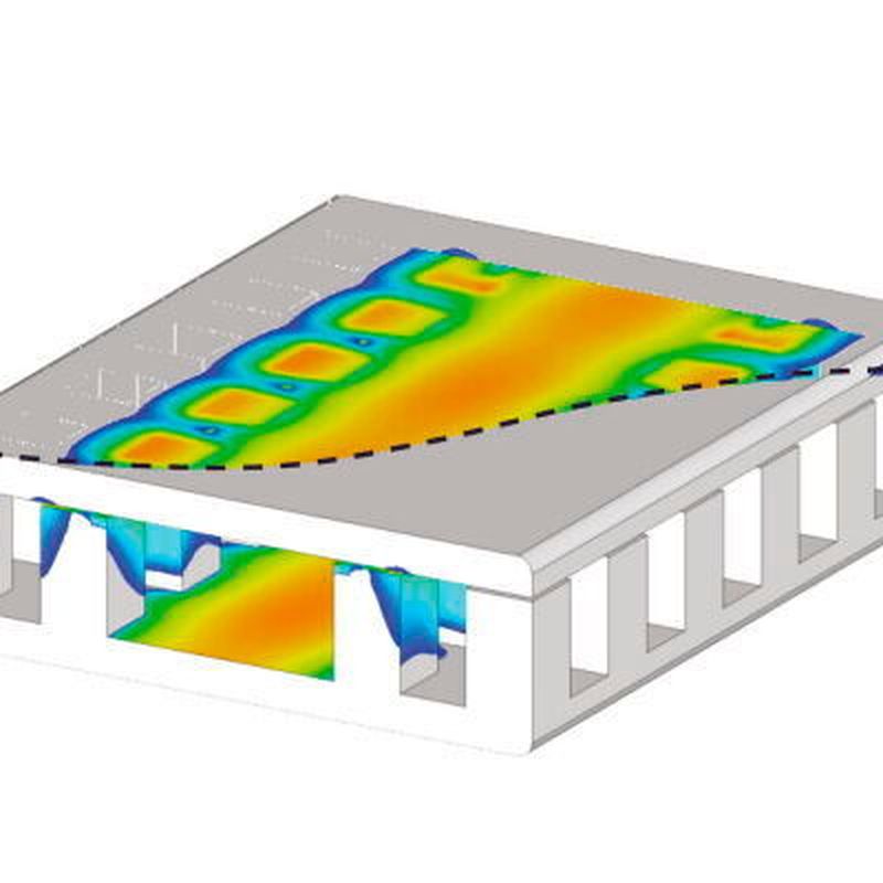 Simulationsbild einer Hohlleiterantenne: Hella will die Technologie in die nächste Generation von Eckradarsensoren integrieren und damit die Leistungsfähigkeit der Sensoren weiter steigern.