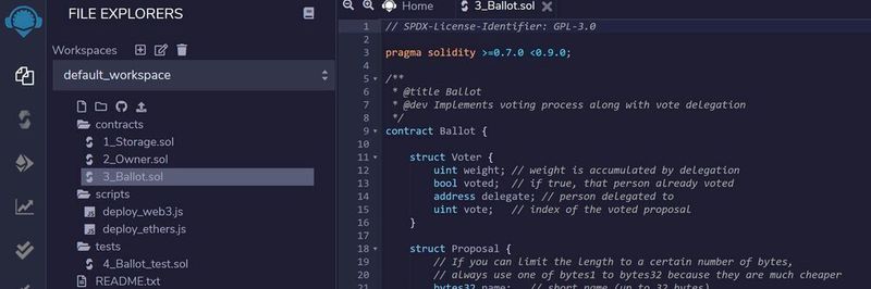 Die Web-basierte Remix IDE auf Ethereum.org bietet zahlreiche Funktionen.