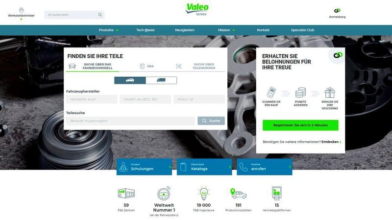 Die neue Aftermarket-Website von Valeo bietet Informationen zu über 50.000 Ersatzteilen.