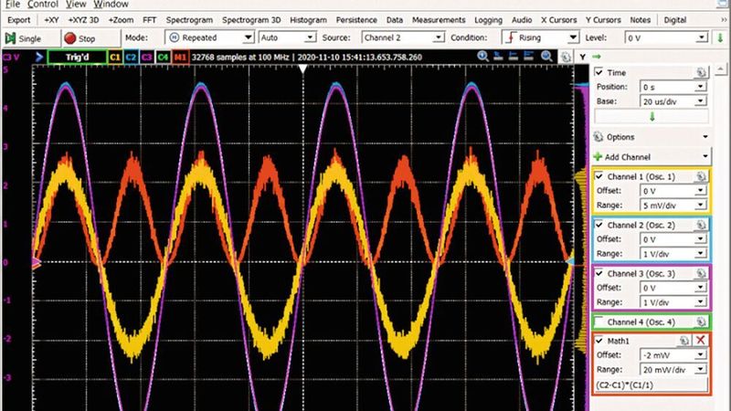 Oszilloskop automatisieren: Mit Scripts und Mathematikmodulen arbeitet das Scope auch als Funktionsgenerator oder es wertet erfasste Signale automatisiert aus.