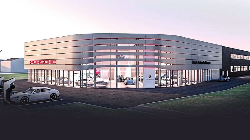 10,5 Millionen Euro für Destination Porsche: AVP Autoland baut das neue Porsche-Zentrum Niederbayern gemäß dem jüngsten Architekturstandard der Marke.