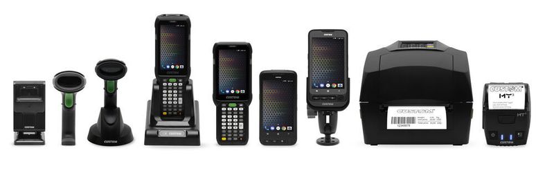Die Produktplalette von Custom reicht von Barcodelesern über Handhelds bis hin zu Ticketdruckern.