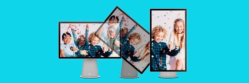 Der HP Chromebase All-in-One-Desktop hat ein drehbares Display mit 21,5 Zoll.