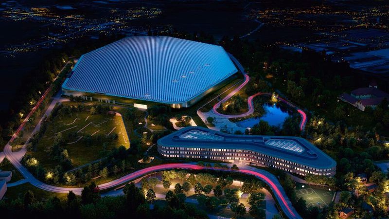 Rimac: Geplantes Campusgelände des kroatischen E-Autobauers bei Nacht.