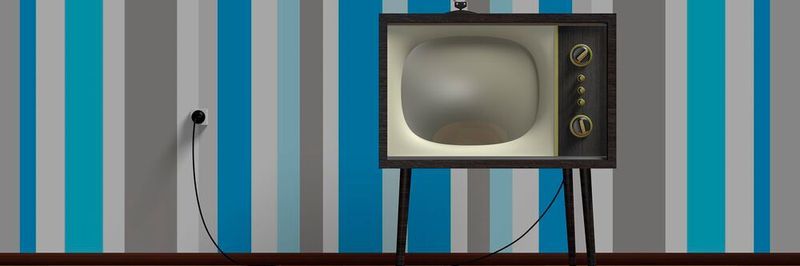 Hier handelt es sich um einen Fernseher der 60er/70er Jahre. Das erste vollelektronische Fernsehgerät gleichte eher einem Holzschrank mit integriertem Tablet.