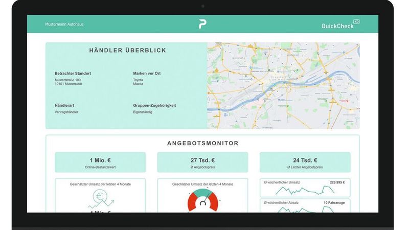 Der Quickcheck vergleicht die Leistung des Händlers mit dem vorhandenen Potenzial in seinem Marktgebiet.