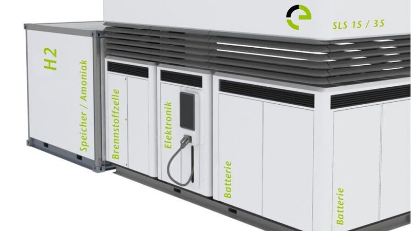 NEXUS-fc-Container-Design für netzunabhängige batteriegepufferte ÖPNV-Schnellladestation mit Brennstoffzellen-Speisung