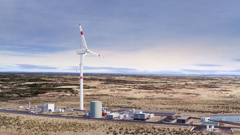 Baubeginn für das E-Fuels-Werk in Chile: Hier wollen Siemens Energy und Porsche synthetische Kraftstoffe herstellen. Bild: Rendering des Werkes.