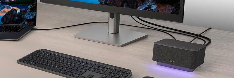 Die Dockingstation Logi Dock ist Logitechs Lösung gegen Kabelsalat auf dem Schreibtisch.