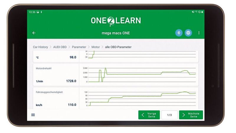 Der „Mega Macs One 2 learn“ basiert auf dem „Mega Macs One“ und ist nur für Azubis erhältlich.