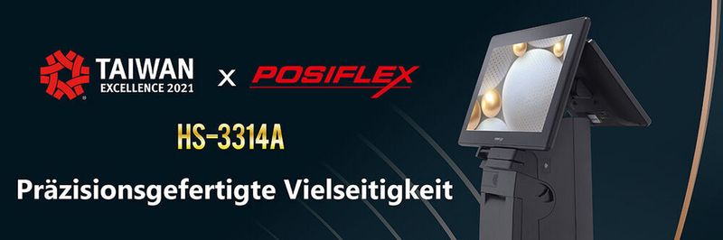 Posiflex präsentiert HS-3314A, die mit dem Taiwan Excellence Award 2021 ausgezeichnete All-in-One Adroid POS Lösung.