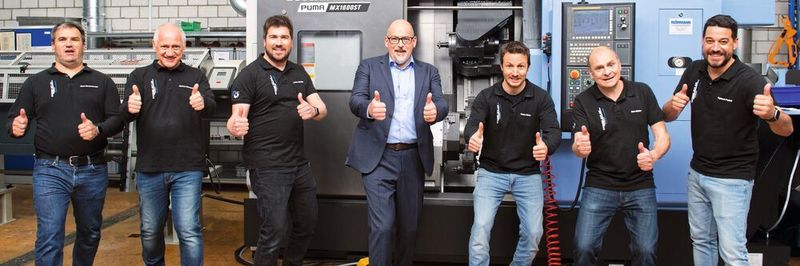 Das Führungsteam der Robert Ott AG Zerspanungstechnik. In der Mitte Inhaber und Geschäftsführer Robert Ott.