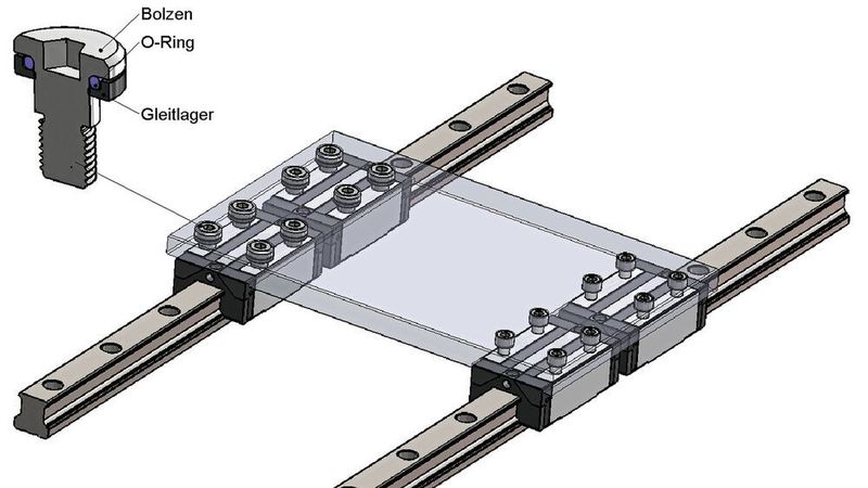 Die Slix-Ausgleichsschrauben folgen im Aufbau einem grundlegenden Schema: Bolzen aus verzinktem Stahl, O-Ring und Gleitlager. Beim Einschrauben des Bolzens in die Bohrung drückt das Gleitlager den O-Ring, der aus NBR besteht, zusammen.