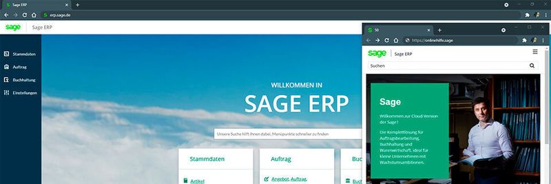 Sage ERP verfügt über einen integrierten, interaktiven Hilfe-Assistenten.