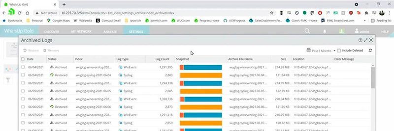Mit WhatsUp Gold 2021.1 lassen sich historische Logs abrufen, um etwa Sicherheitsverstöße und -verletzungen eingehender zu untersuchen.