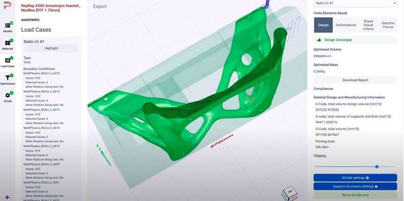 Die anisotropen Optimierungsfähigkeiten der Software in Bezug auf Design ind Fertigung kombinieren mehrere Entwicklungsstufen in einem einzigen Schritt.