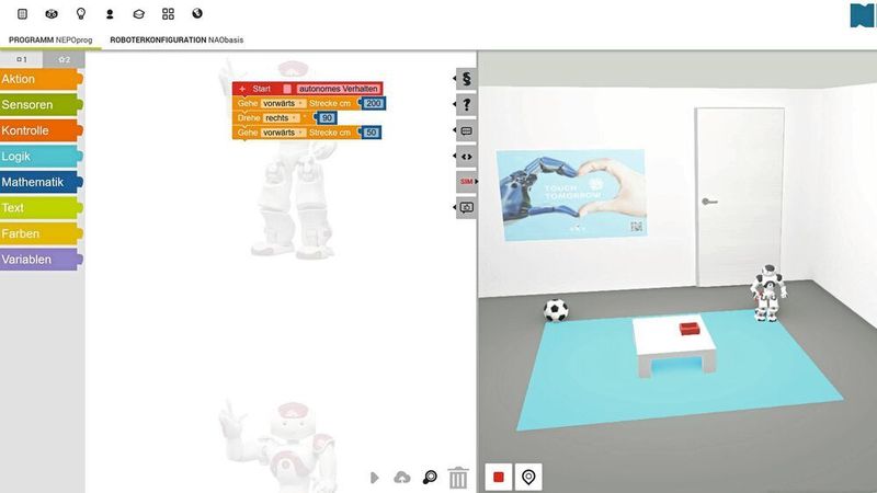 Die erste 3D-Simulation des Roboters NAO für die Open-Source-Plattform „Open Roberta Lab" ist online und kostenfrei verfügbar.