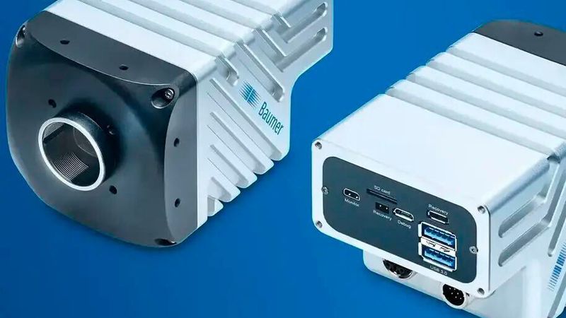 Baumer-AX-Serie: Nur eine Komponente für Bildaufnahme und Bildauswertung. Mikro-HDMI, USB, SD-Slot und Beleuchtung-Direktanschluß gehören zu den wesentlichen Merkmalen.