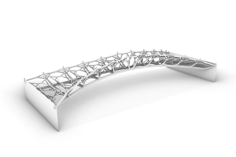 So könnten Brücken aus Beton in Zukunft aussehen: Entwurf einer auf dem Prinzip der Injection-3D-Concrete-Printing Technologie basierenden Brücke (in Zusammenarbeit mit Pieluigi D’Acunto und Ole Ohlbrock).