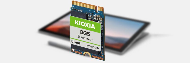 Die Kioxia BG5 ist eine der ersten M.2-2230-SSDs mit PCI-Express-4.0-Schnittstelle und damit auch als SSD für sehr kompakte Notebooks oder Tablets geeignet.