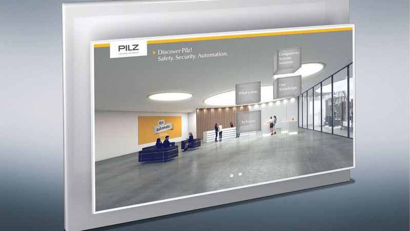 Neben Produkneuheiten finden Besucher hier auch Fachinformationen und können sich über aktuelle Fokusthemen von Pilz informieren.