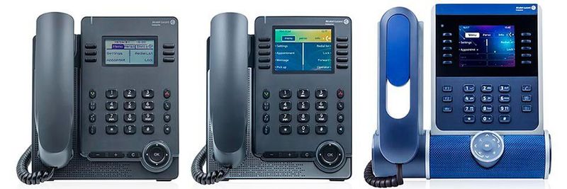 Alcatel-Lucent Enterprise bietet seine Deskphones in mehreren Farben und mit unterschiedlichem Zubehör an.