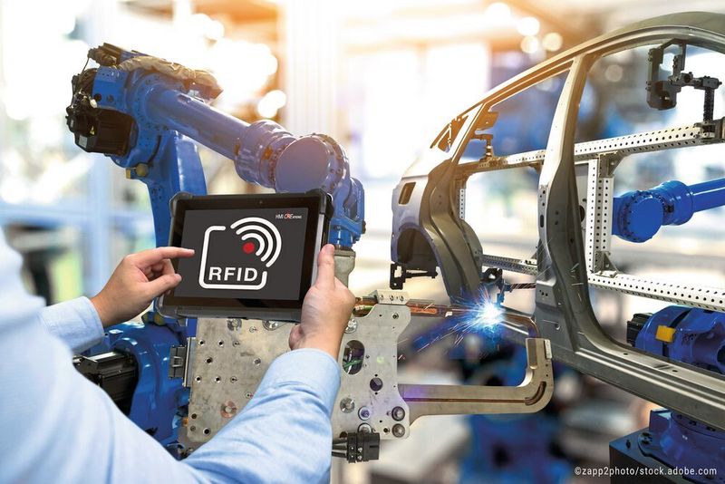 Über RFID-Tags an den Bearbeitungsstationen werden die Tablets der Werker erkannt und mit der passenden Visualisierung bespielt. Fehlbedienungen sind deshalb ausgeschlossen.
