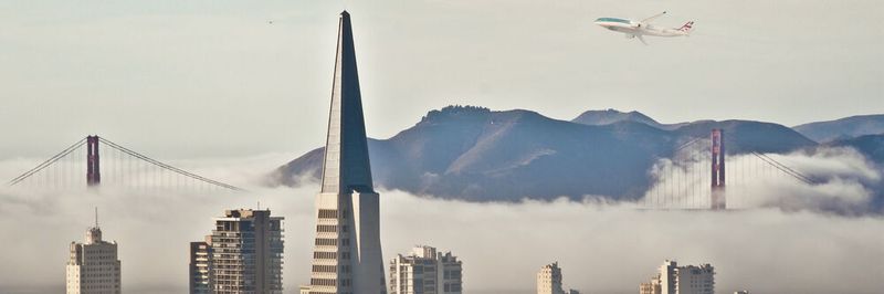 Das FlyZero-Mittelklassekonzept über San Francisco.