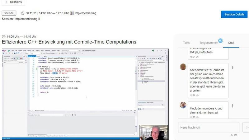 In Live- und Videobeiträgen vermittelten Referenten anschauliche Praxistipps, während Teilnehmer Wissen im virtuellen Chatroom austauschen konnten.