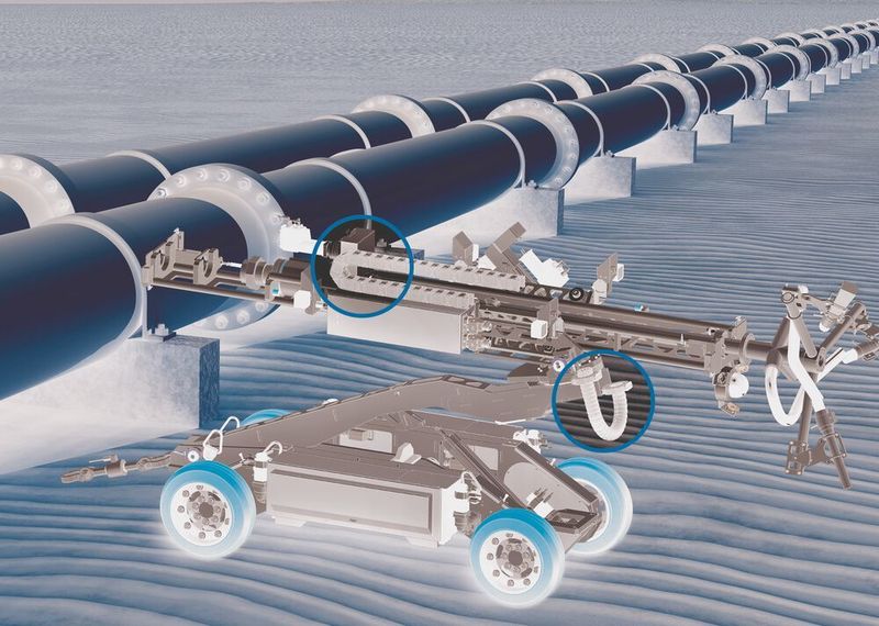 Bild Der Crawler übernimmt wichtige Wartungsaufgaben in Pipelines. E-Ketten von Igus schützen dabei die verbauten Leitungen zuverlässig.