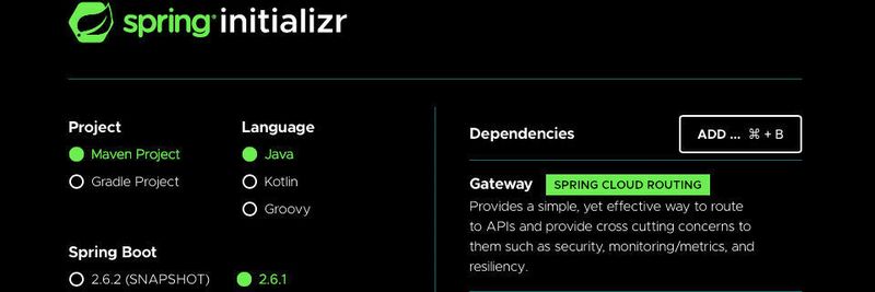 Erstellen des Gateway-Service im Initializr.